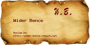 Wider Bence névjegykártya